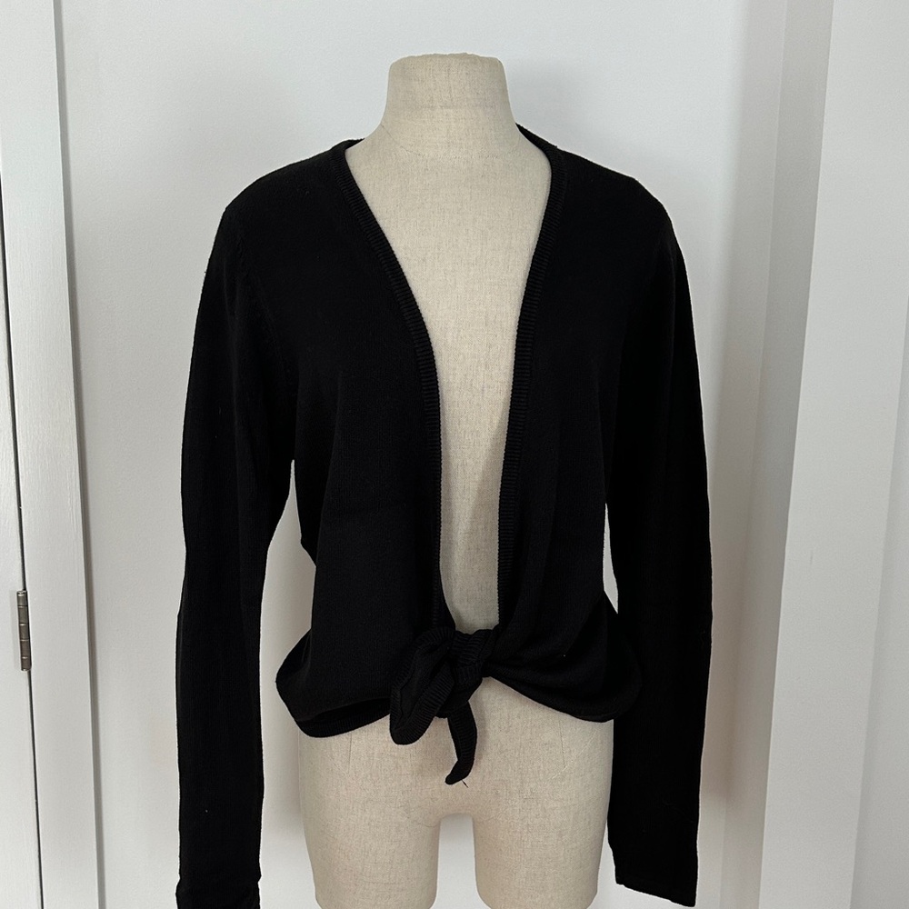 Elegant Black Women's Cardigan with Front Knot